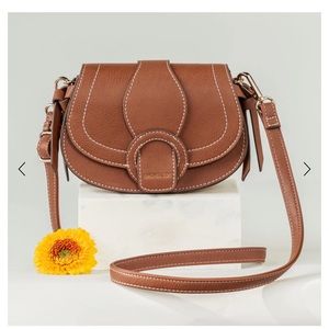 Edessi Crossbody & Belt Bag by Rachel Zoe Collection camel color vegan leather